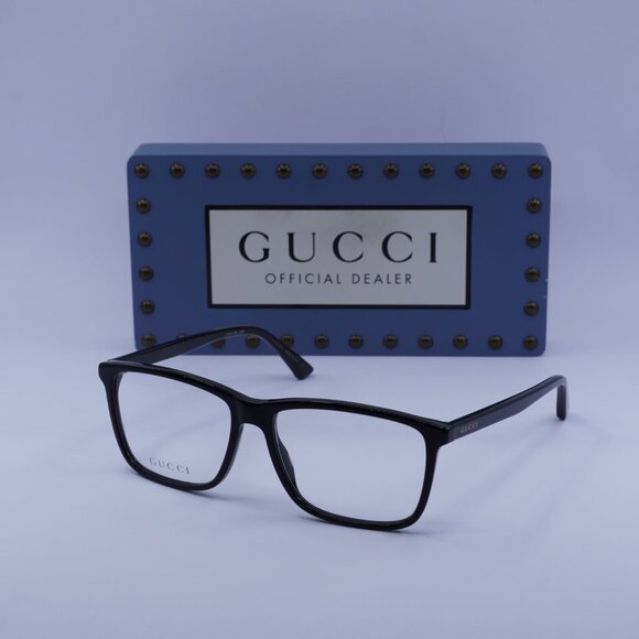Gucci GG0407O 005 Square Eyeglasses – Black 57mm - Picture 1 of 10